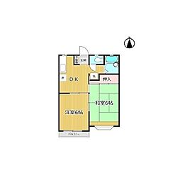 グリーンハイム高尾 2DKの間取図画像