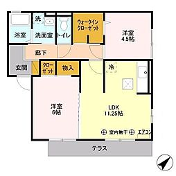 メゾンT 2LDKの間取図画像