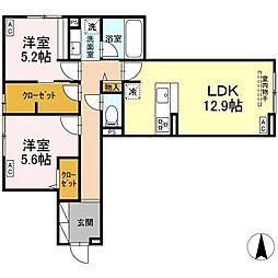 THE STATELY 子安町 2LDKの間取図画像
