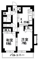 T・上今井ビル 2DKの間取図画像
