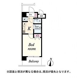 ヴィータローザ大森海岸 1Kの間取図画像