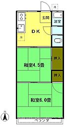 清水荘 2DKの間取図画像