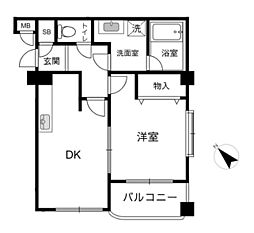 ベルシャンテ西明石2 1DKの間取図画像