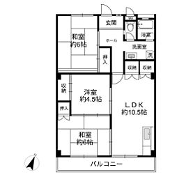 東部市場マンションC棟 3LDKの間取図画像