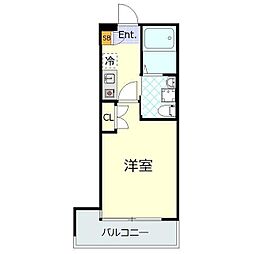 ヴィシェット大倉山（ヴィシェットオオクラヤマ） 2階1Kの間取り