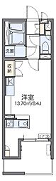 レオネクストテルス 2階ワンルームの間取り