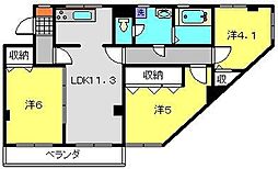 日吉スカイハイツ 3LDKの間取図画像