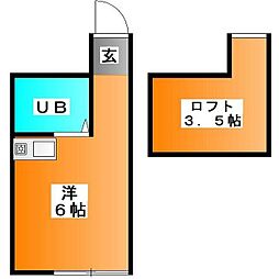 レジデンシャル大倉山 ワンルームの間取図画像