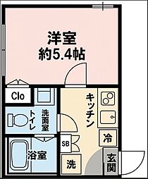 LaVieEstBelle横浜白楽 1Kの間取図画像