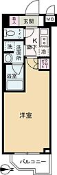 ルーブル武蔵中原伍番館 1Kの間取図画像