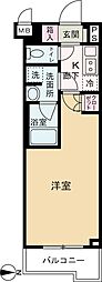 ルーブル武蔵中原伍番館 1Kの間取図画像