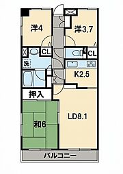 コンフォール元住吉 2LDKの間取図画像