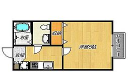 プランドールA棟 1Kの間取図画像