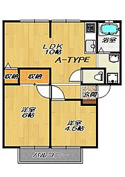 JR片町線(学研都市線) 鴻池新田駅 徒歩15分の賃貸アパート 1階2LDKの間取り