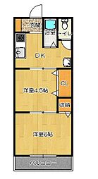 毎弘ビル 2DKの間取図画像