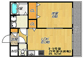 大阪府大東市明美の里町（賃貸マンション1LDK・2階・35.42㎡） その2