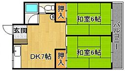 野崎コーポ 2DKの間取図画像