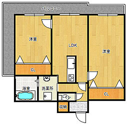 サニーコート 2LDKの間取図画像