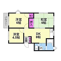 パールハイツ 2DKの間取図画像