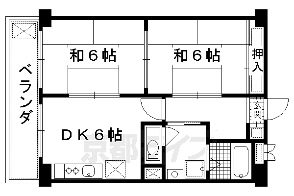 京都府京都市伏見区深草一ノ坪町(賃貸マンション2DK・1階・53.50㎡)の写真 その2