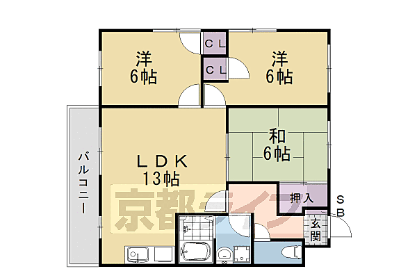 パラッツォ桂 401｜京都府京都市西京区桂浅原町(賃貸マンション3LDK・4階・65.61㎡)の写真 その2