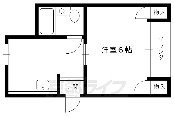 ハーフポイント 302｜京都府向日市寺戸町東野辺(賃貸マンション1K・3階・18.22㎡)の写真 その2