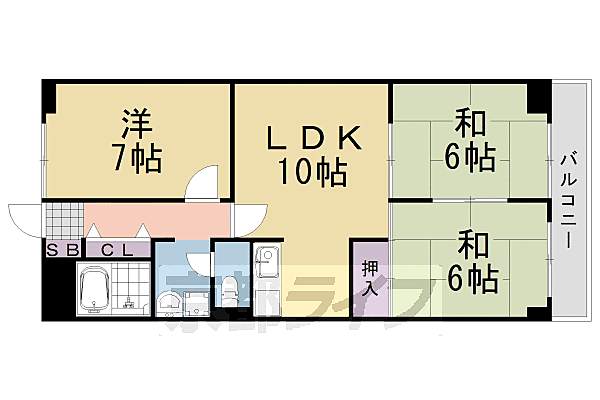 第2コーポ藤岡 410｜京都府京都市西京区牛ヶ瀬奥ノ防町(賃貸マンション3LDK・4階・60.48㎡)の写真 その2