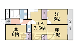 近鉄京都線 向島駅 徒歩8分の賃貸マンション 3階2LDKの間取り