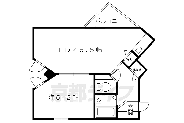 ウエストヒルズ 301｜京都府長岡京市開田二丁目(賃貸マンション1LDK・3階・37.45㎡)の写真 その2