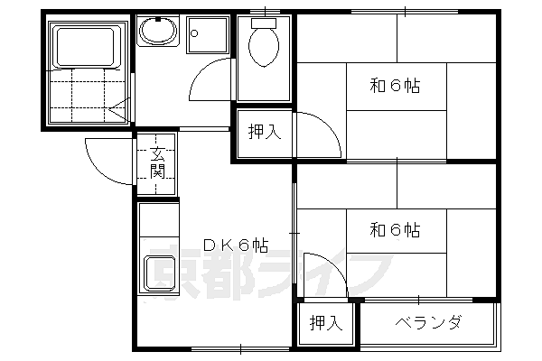 京都府京都市伏見区深草西浦町8丁目(賃貸アパート2DK・2階・36.51㎡)の写真 その2