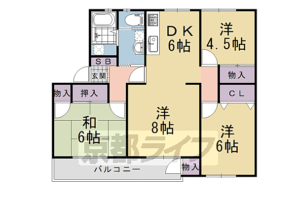 長岡天神ハイツ 13-101｜京都府長岡京市八条が丘2丁目(賃貸マンション3LDK・1階・68.48㎡)の写真 その2