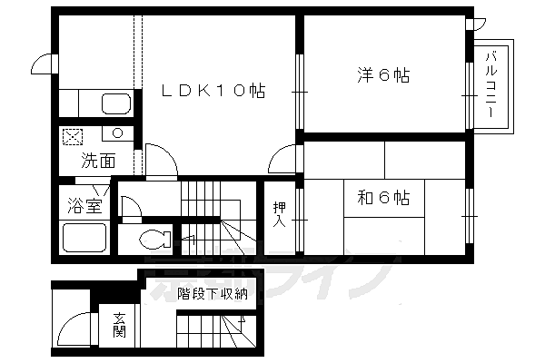 カーサ西の丘 B206｜京都府向日市寺戸町乾垣内(賃貸アパート2LDK・2階・55.89㎡)の写真 その2