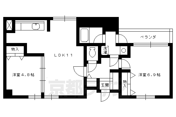 フォルム長岡天神 305｜京都府長岡京市天神1丁目(賃貸マンション2LDK・3階・51.70㎡)の写真 その2