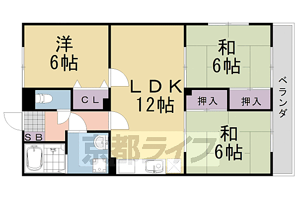 ミュー花水木 107｜京都府京都市西京区山田弦馳町(賃貸マンション3LDK・1階・65.45㎡)の写真 その2