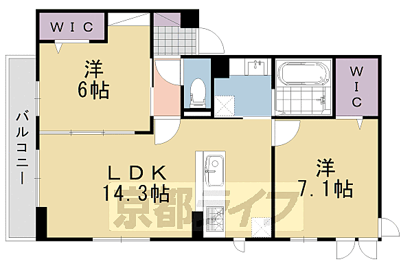 竹の小径 101｜京都府向日市寺戸町二枚田(賃貸アパート2LDK・1階・61.74㎡)の写真 その2