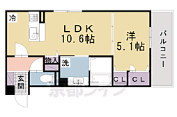 阪急京都本線 桂駅 徒歩13分の賃貸アパート 3階1LDKの間取り