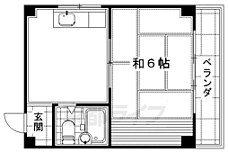 京阪本線 墨染駅 徒歩1分の賃貸マンション 2階1Kの間取り
