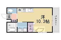 京阪本線 龍谷大前深草駅 徒歩5分の賃貸アパート 2階ワンルームの間取り