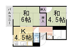 阪急京都本線 桂駅 徒歩10分の賃貸アパート 1階2DKの間取り