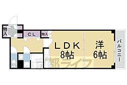 京阪本線 墨染駅 徒歩2分の賃貸マンション 3階1LDKの間取り