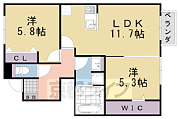 JR山陰本線 馬堀駅 徒歩19分の賃貸アパート 1階2LDKの間取り