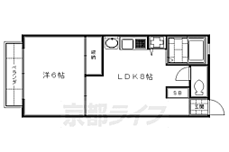 京阪本線 伏見稲荷駅 徒歩6分の賃貸アパート 2階1LDKの間取り