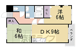 阪急京都本線 桂駅 徒歩12分の賃貸マンション 1階2DKの間取り