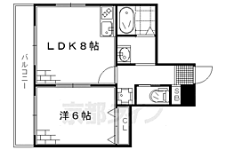 京阪本線 藤森駅 徒歩4分の賃貸マンション 1階1LDKの間取り