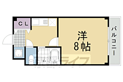 阪急京都本線 桂駅 徒歩10分の賃貸マンション 2階1Kの間取り