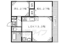 京阪本線 龍谷大前深草駅 徒歩7分の賃貸マンション 2階2LDKの間取り