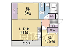 若山台住宅27号棟 1階2LDKの間取り