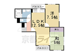 阪急嵐山線 嵐山駅 徒歩8分の賃貸マンション 3階2LDKの間取り
