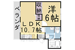 久世ハイツ 3階1LDKの間取り