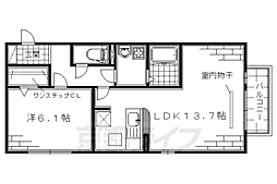 京都市営烏丸線 竹田駅 徒歩17分の賃貸アパート 1階1LDKの間取り
